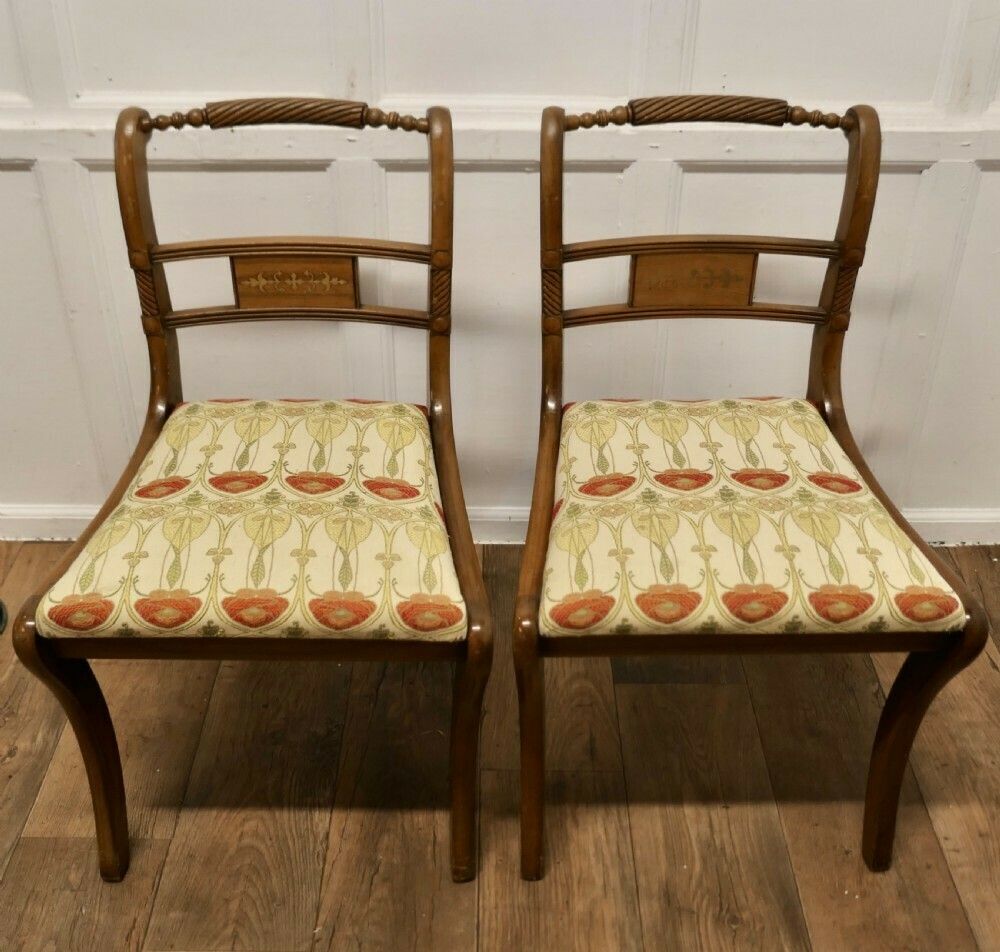 Set Of 4 Art Nouveau Walnut Dining Chairs photo for sale