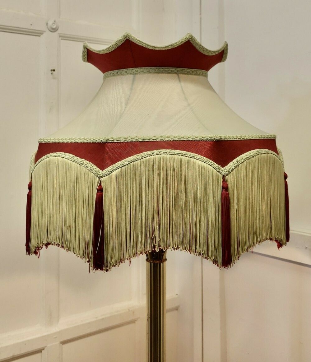 Brass Arts And Crafts Floor Lamp, Hand Made Shade photo 1020.0