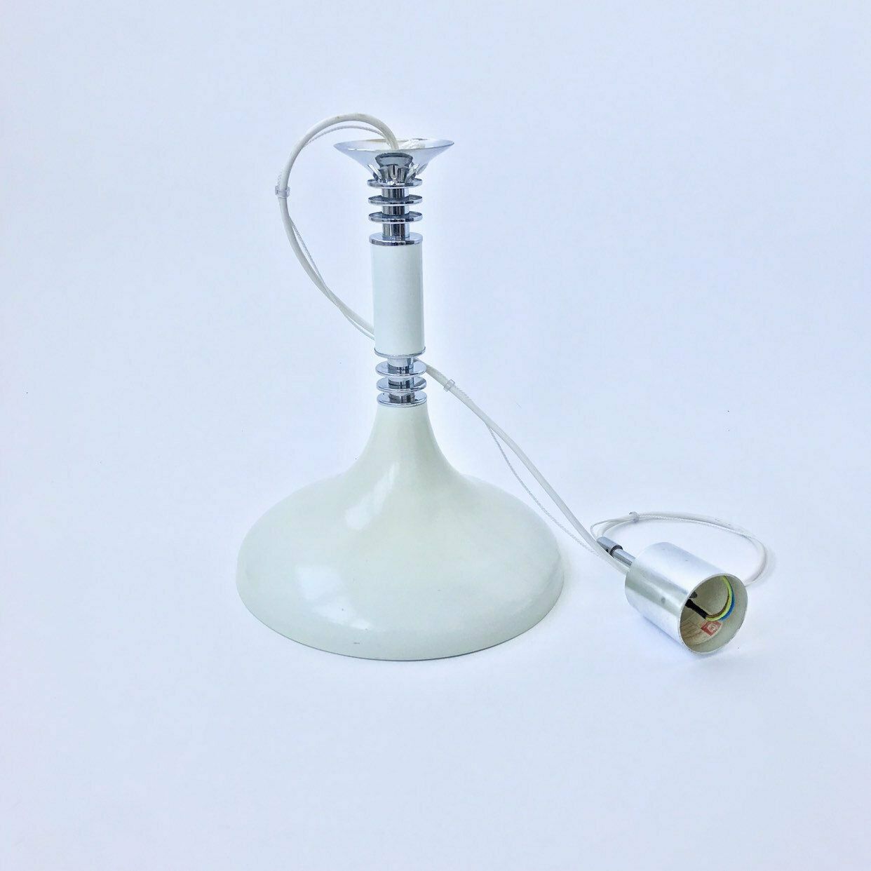 Vintage Space Age Pendant Lamp / Atomic Ceiling Light / White Space Age Ceiling Lamp / Vintage Trumpet Ceiling Light / 70's Yugoslavia photo 116.0
