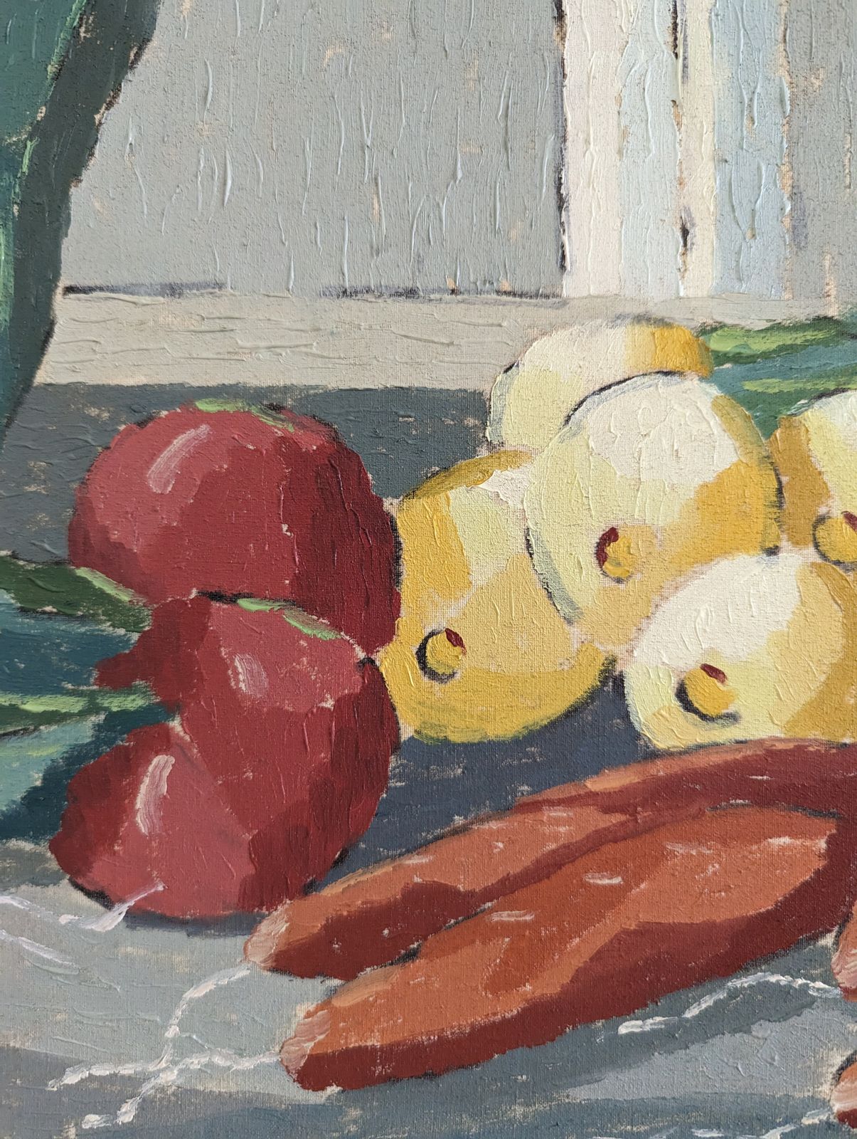 photo for sale Oil Painting Still Life With Vegetables, 1960s
