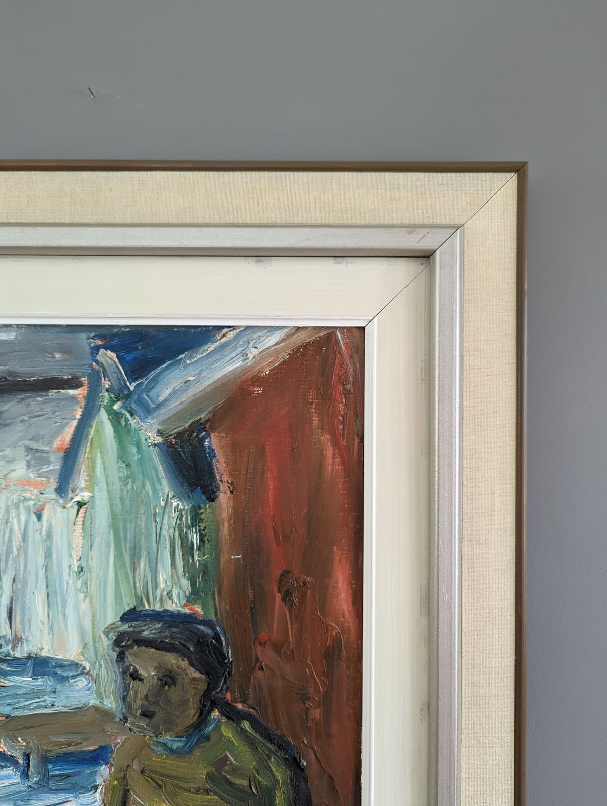 Oil Painting Watching The Waves, Mid 20th Century photo vinterior