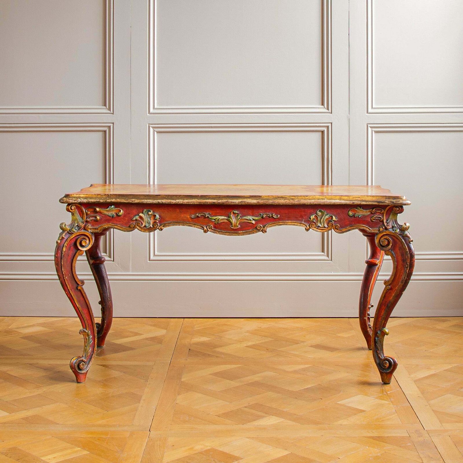 Late 19th Century Italian Rococo Table Painted In The Venetian Style photo furniture