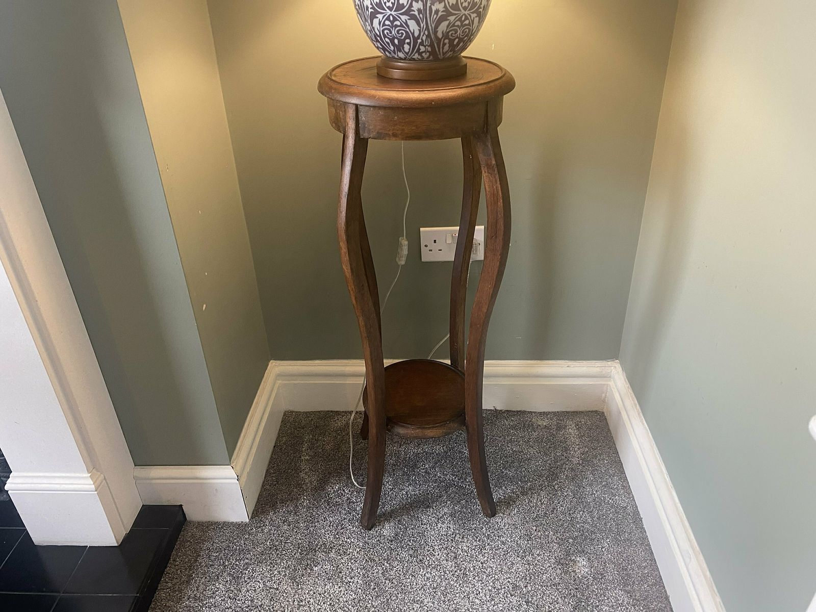 Antique Edwardian Two Tier Oak Plant Stand photo vintage
