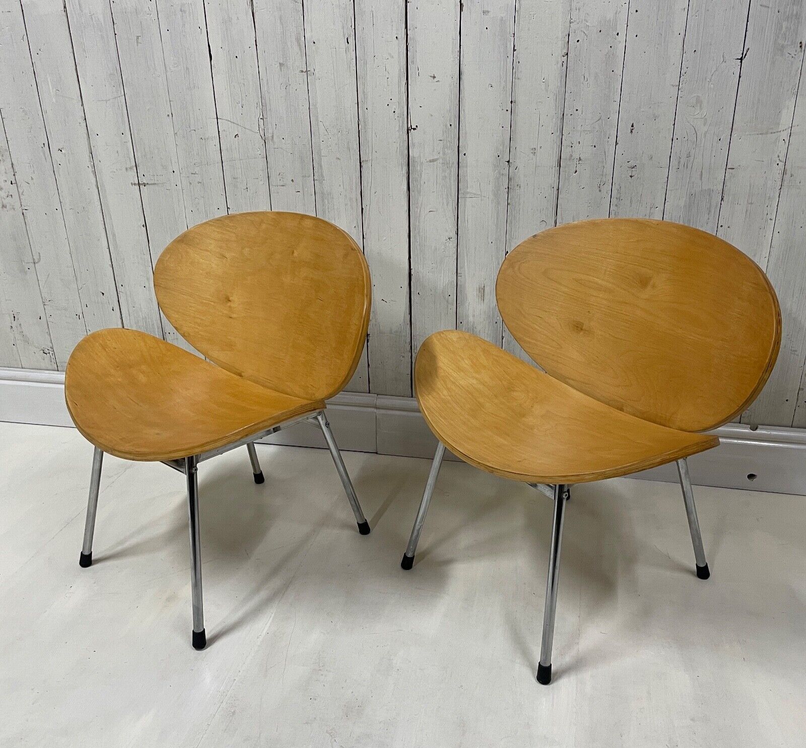 2 X Mid Century Ply Chairs Danish Vico Fritz Hans 70s 80s Lounge Garden Dining photo furniture