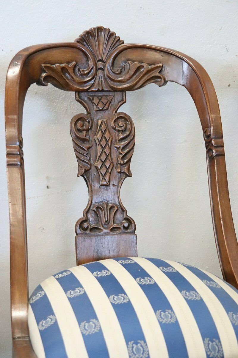 Dining Chairs In Carved Walnut, Early 19th Century, Set Of 4 photo 3377.0