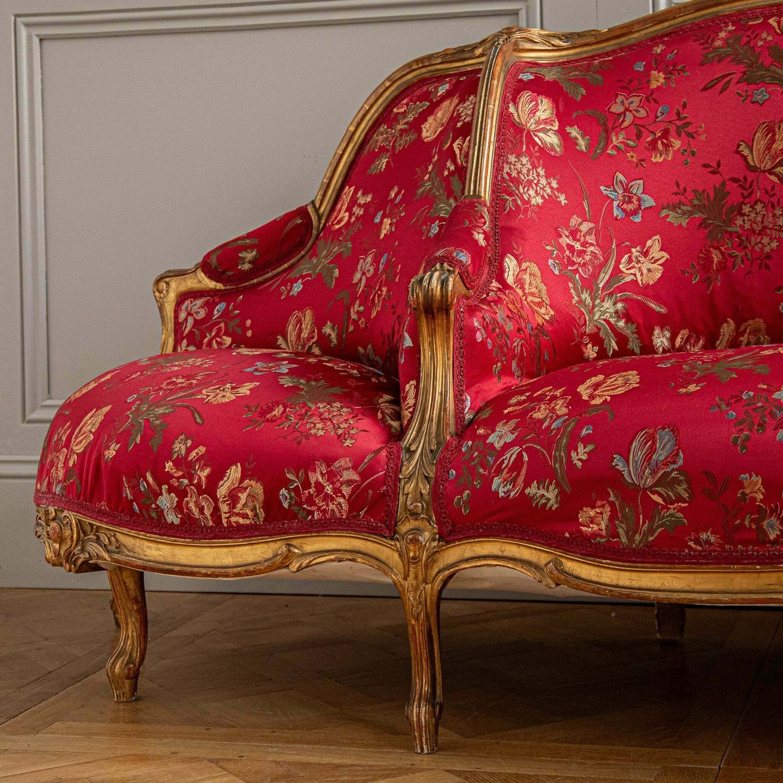 Talian Large Giltwood Lxv Style Confidente Sofa, Circa Late 1800's photo buy