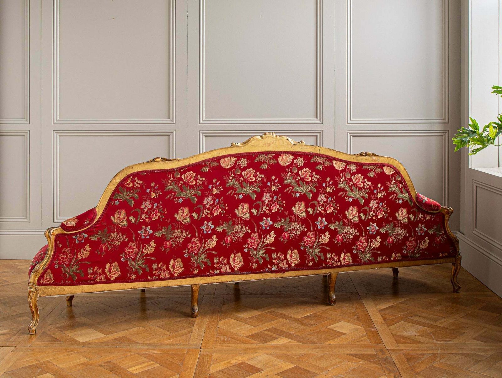 photo for sale Talian Large Giltwood Lxv Style Confidente Sofa, Circa Late 1800's