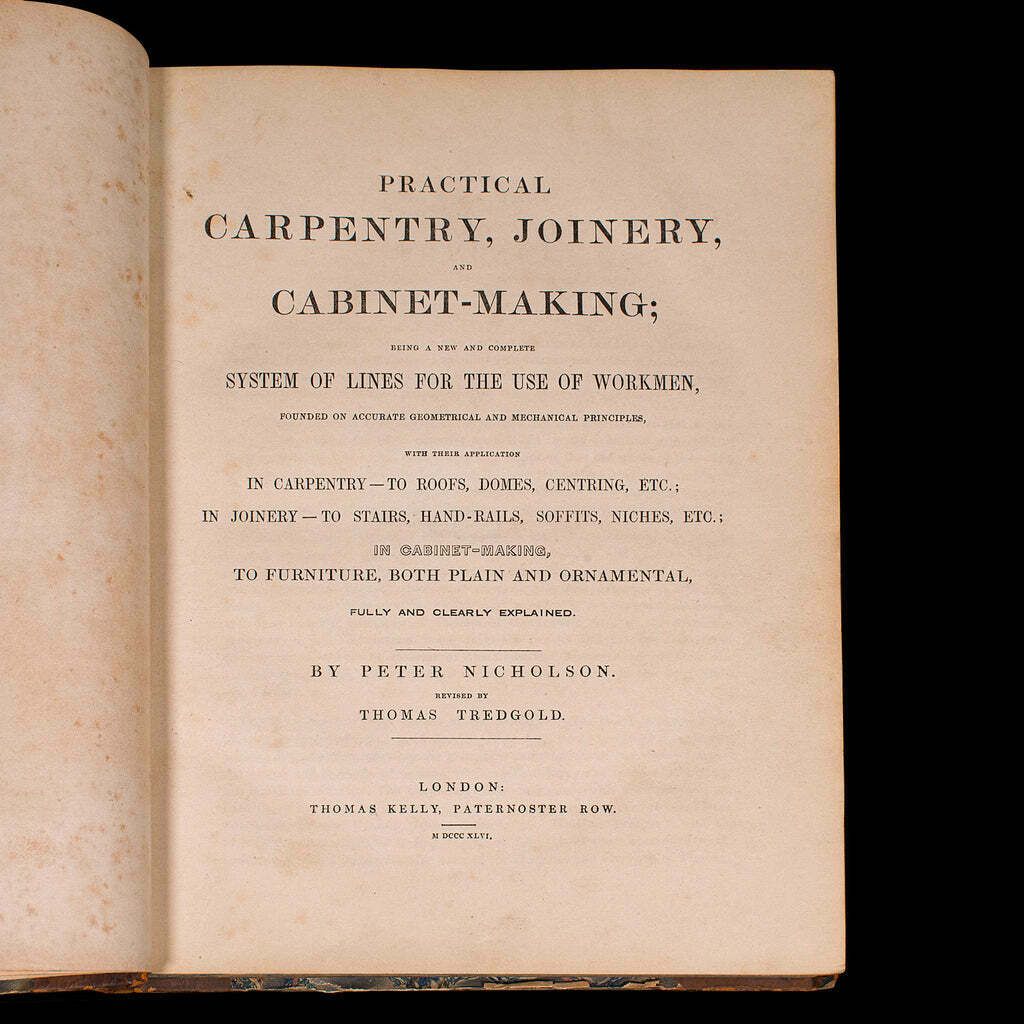 Antique Carpentry Book, Architecture Reference, Peter Nicholson, Victorian, 1846 photo 695.0