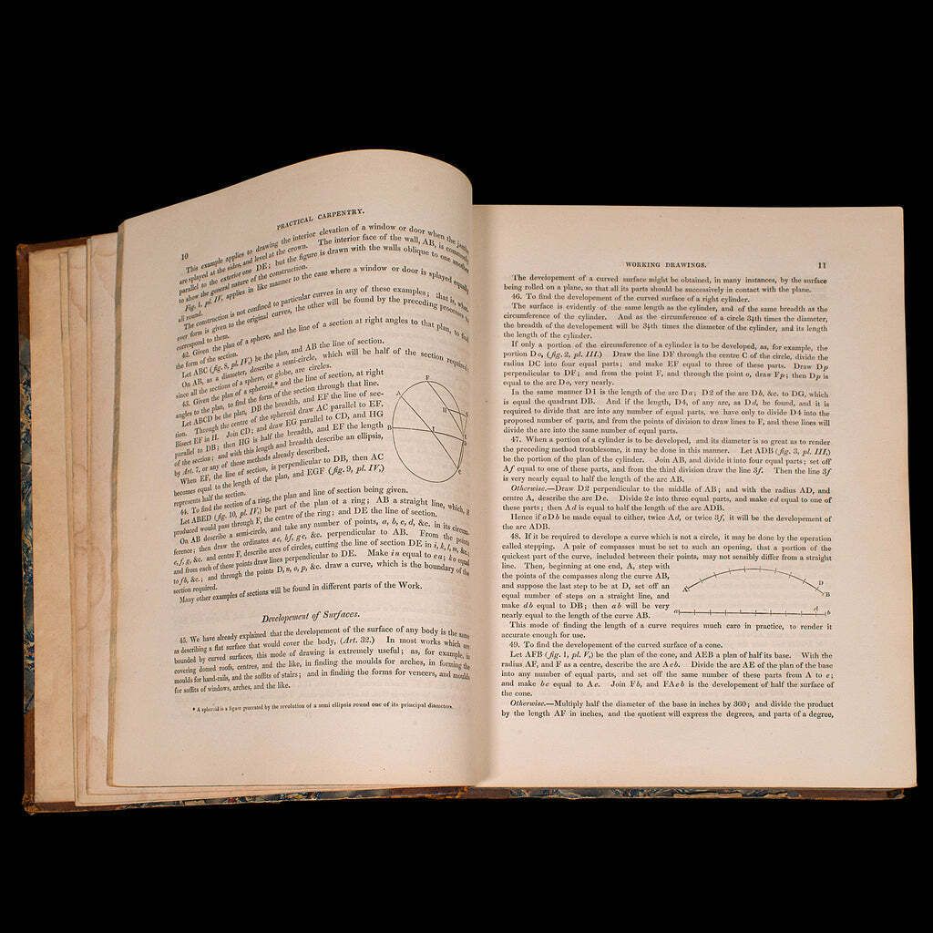 Antique Carpentry Book, Architecture Reference, Peter Nicholson, Victorian, 1846 photo vinterior