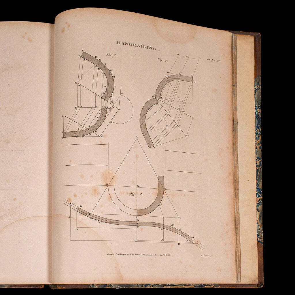 695.0 Antique Carpentry Book, Architecture Reference, Peter Nicholson, Victorian, 1846 photo