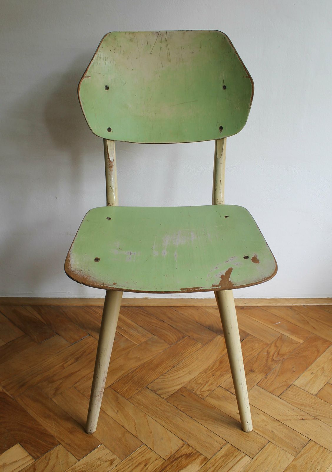 Pair Of Green And Blue 1960's Mid Century Modern Dining Chairs By Ton photo buy