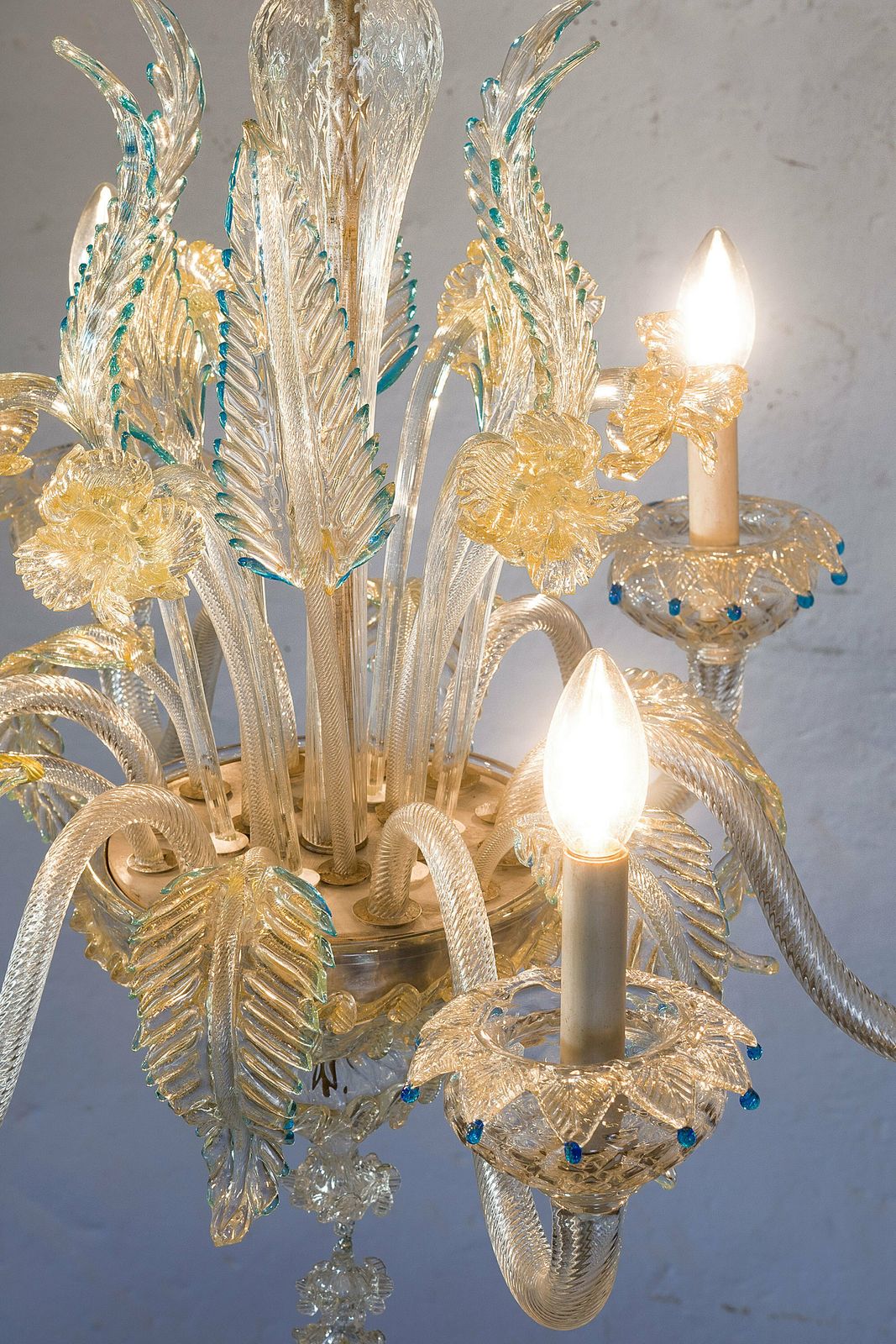 Murano Chandelier In Blown Glass, 6 Lights, Italy 40s, 50s photo 1390.0