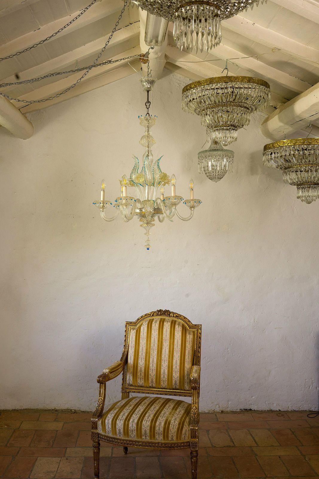 photo vinterior Murano Chandelier In Blown Glass, 6 Lights, Italy 40s, 50s