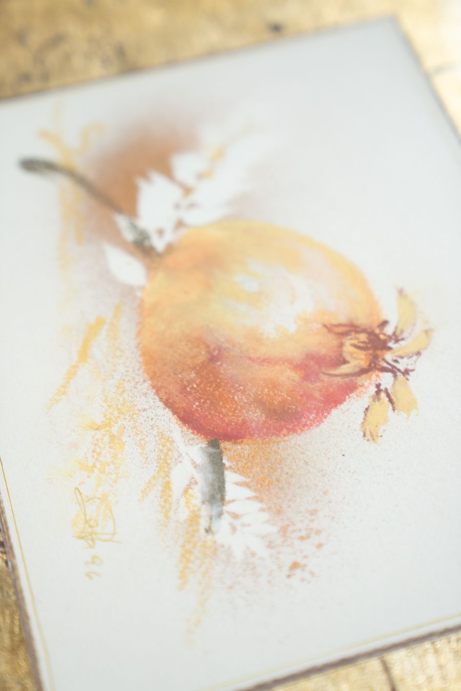 photo vintage Pair Of Watercolour And Gold Leaf Prints, Nature, 1970 1980