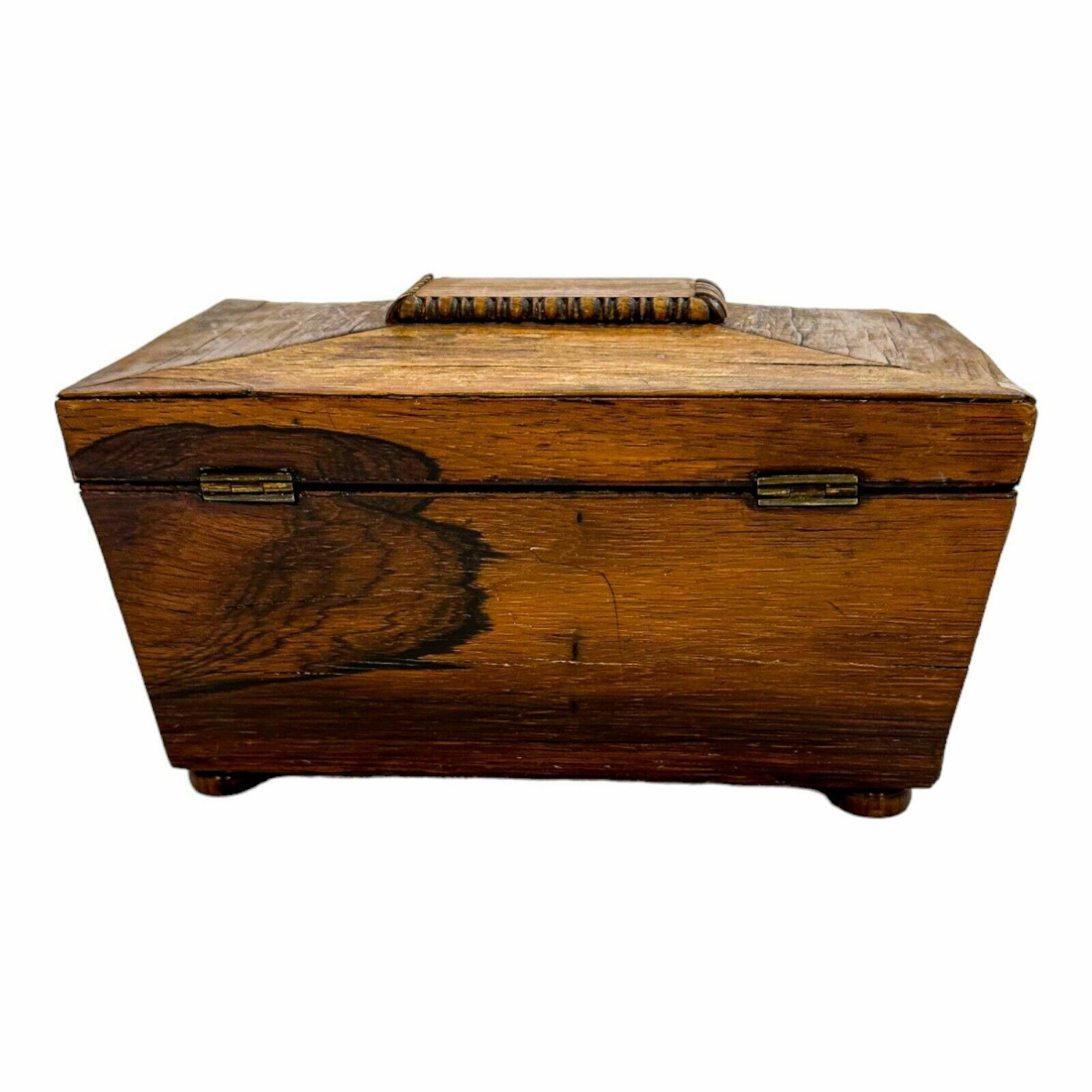 Antique Victorian Mahogany Sarcophagus 2 Section Small Tea Caddy / Jewellery Box photo 120.0