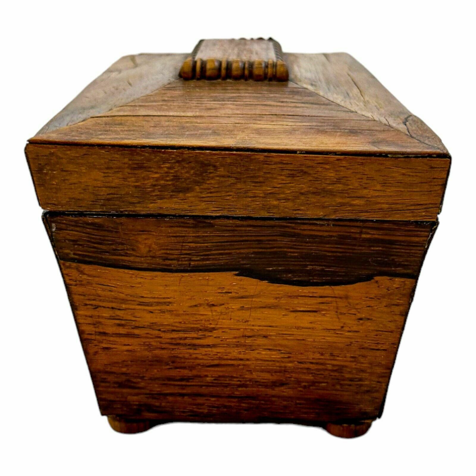 Antique Victorian Mahogany Sarcophagus 2 Section Small Tea Caddy / Jewellery Box photo vinterior