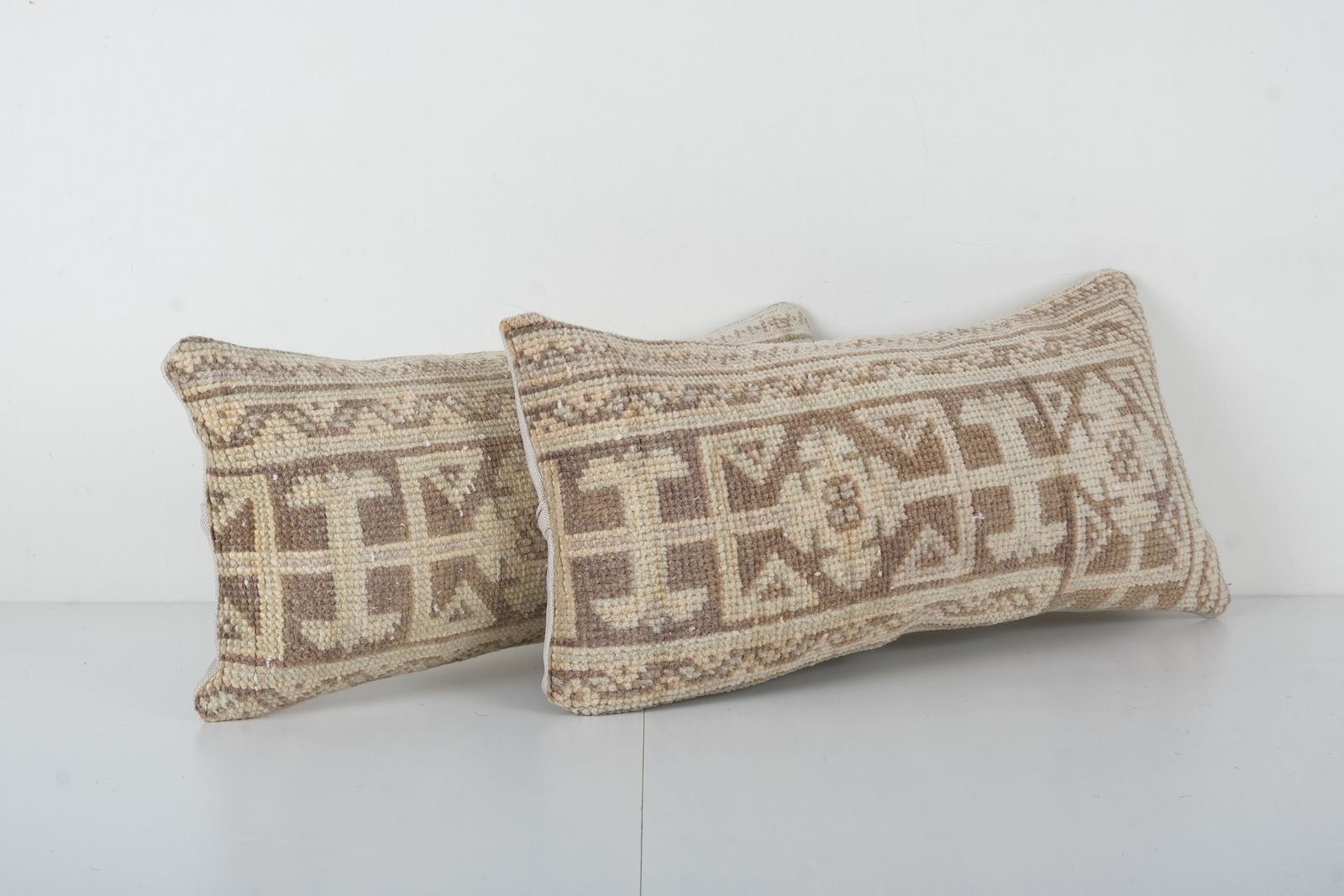 Tribal Wool Handmade Pair Pillow Covers, Set Of Two Carpet Lumbar Cover, Matching Ethnic Cover photo 75.0