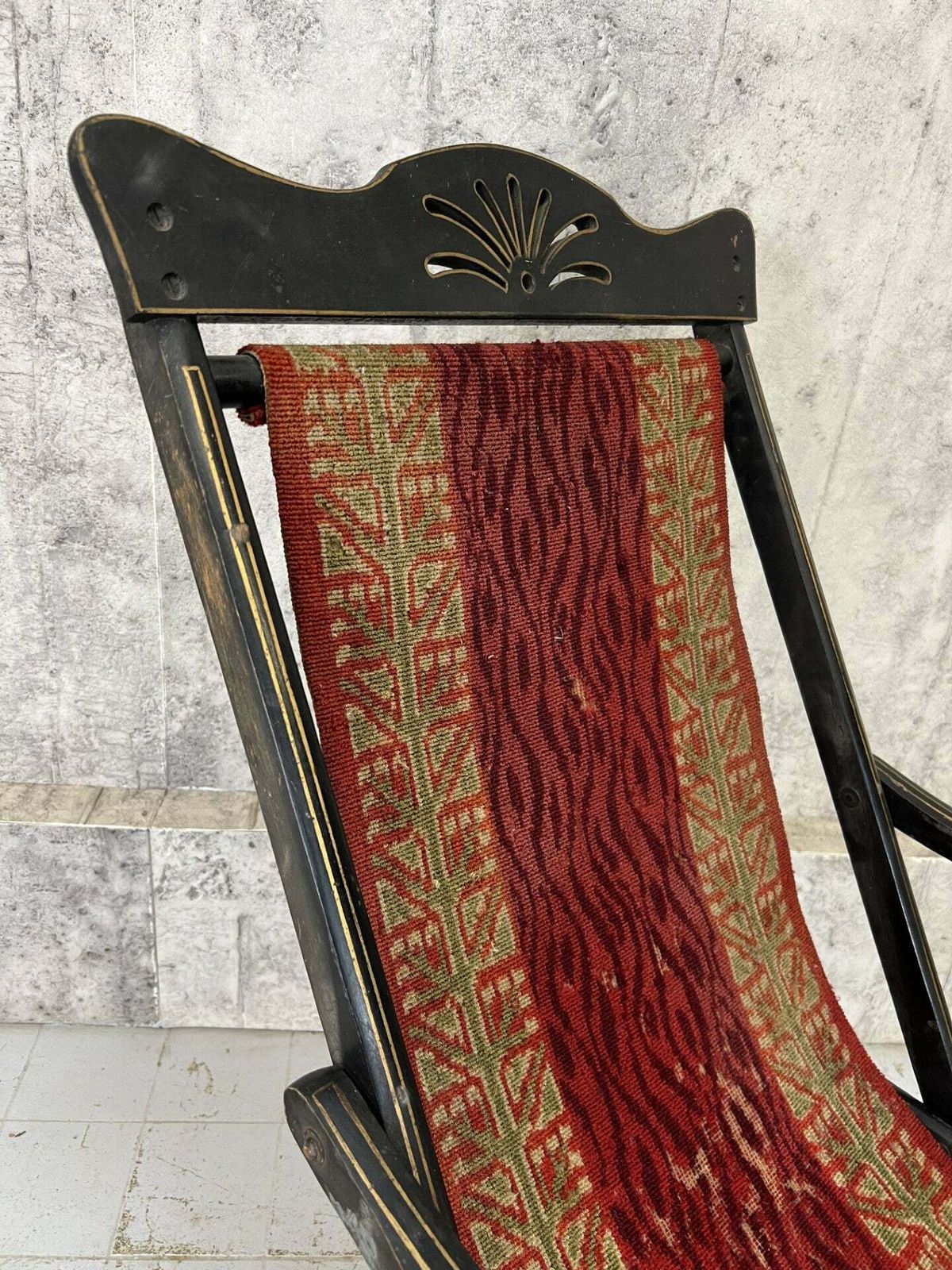 Napoleon III Ebonsied Tapestry Deck Chair photo Furniture