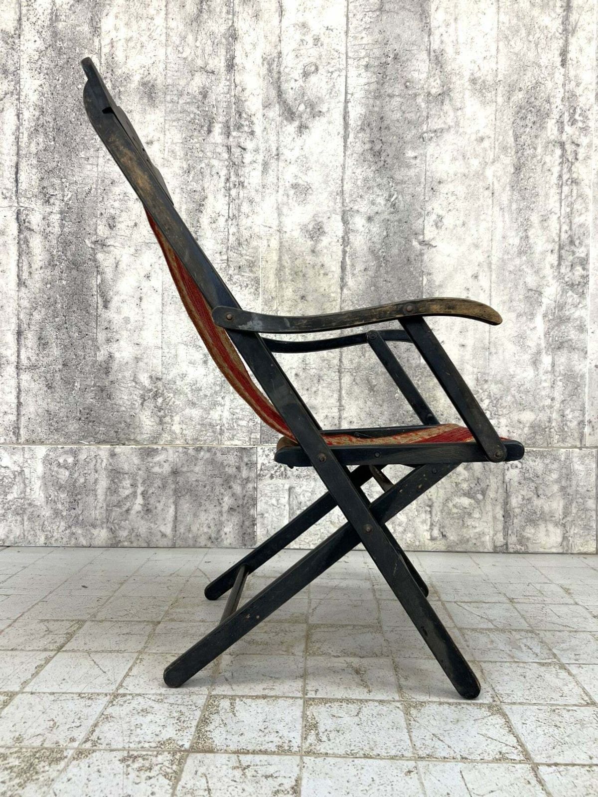 photo furniture Napoleon III Ebonsied Tapestry Deck Chair