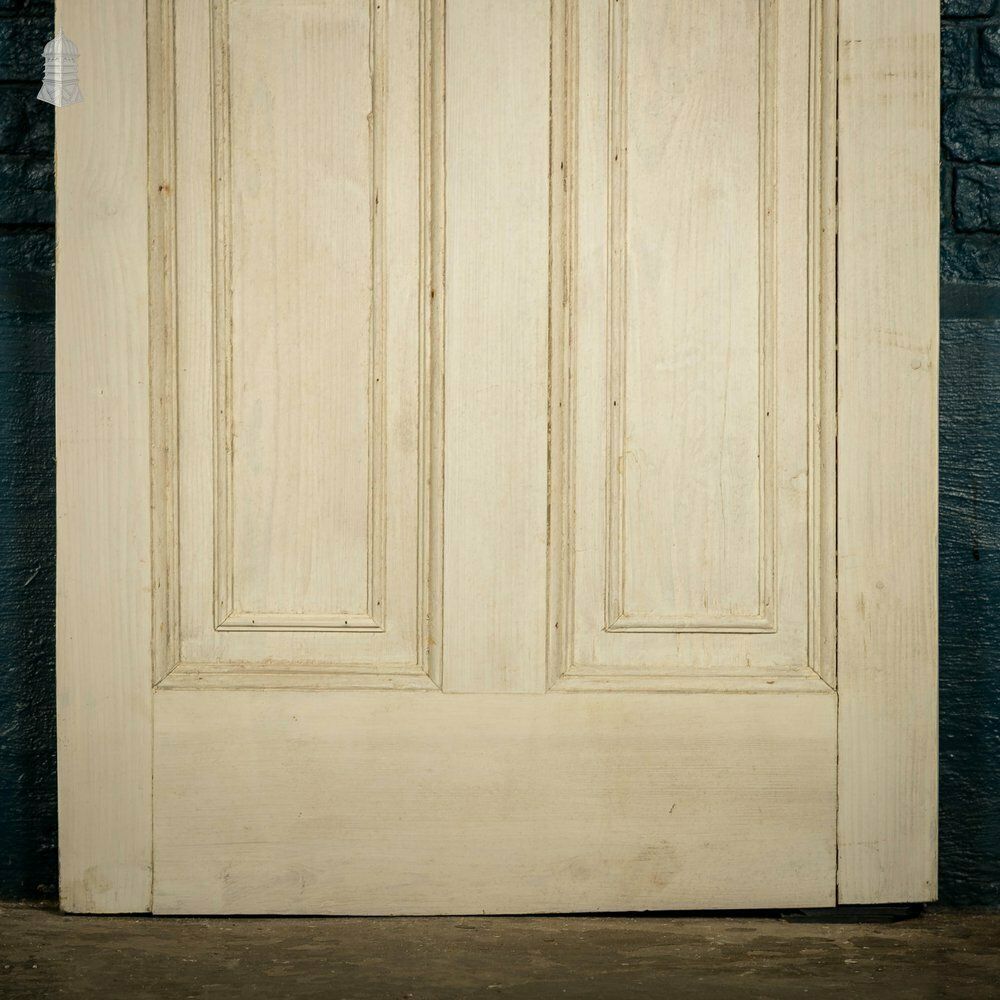 Home Fixtures Pine Paneled Door, 6 Moulded Panel White Painted 20th C photo