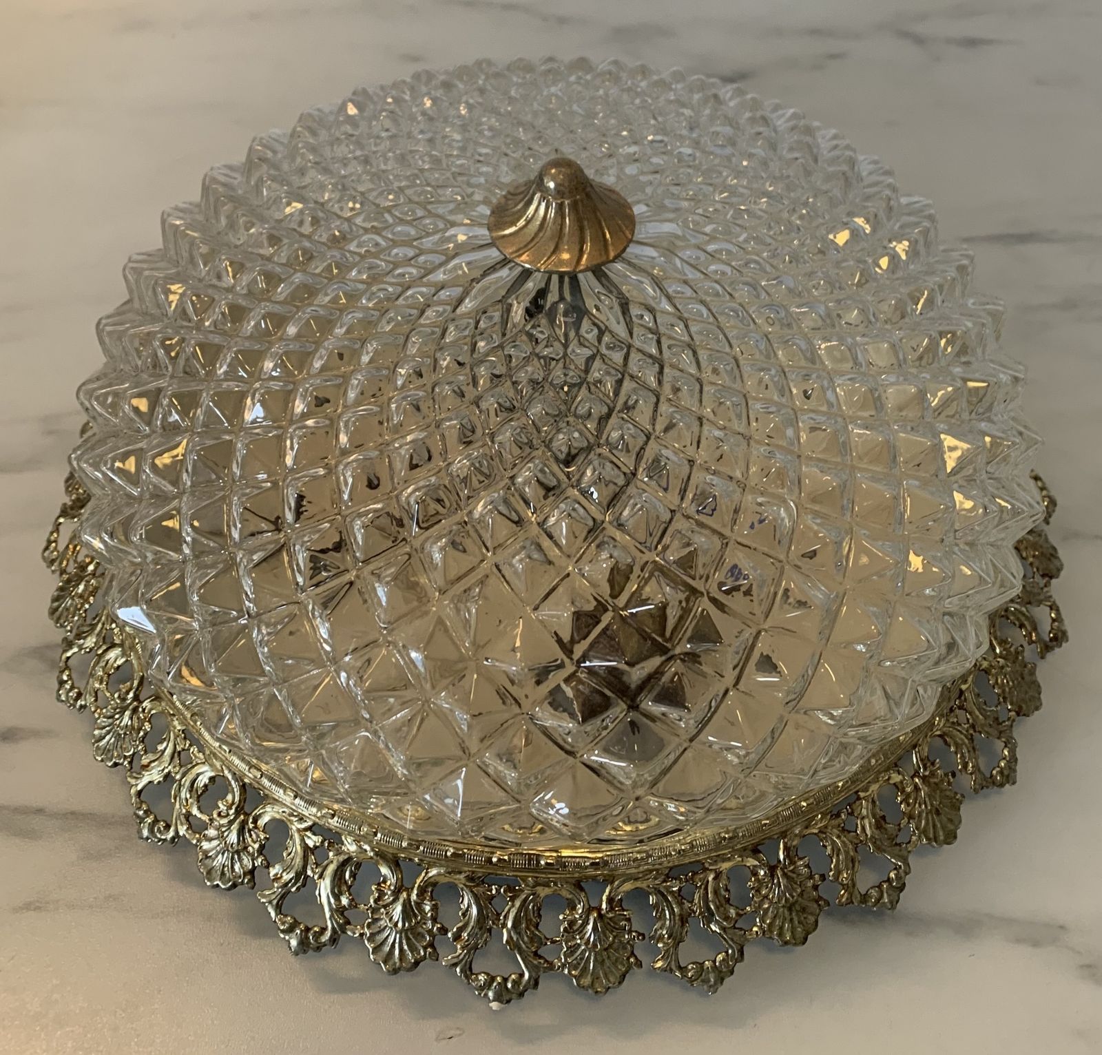 Pair Of 1980s Vintage High Quality Brass And Moulded Glass Ceiling Chandelier Lights photo vinterior