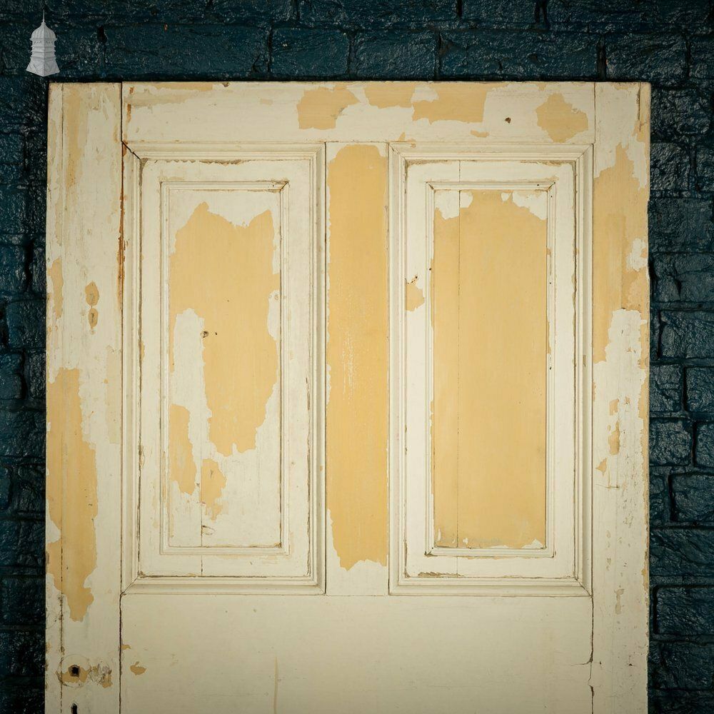 Pine Paneled Door, 4 Moulded Panel White Painted Pine photo for sale