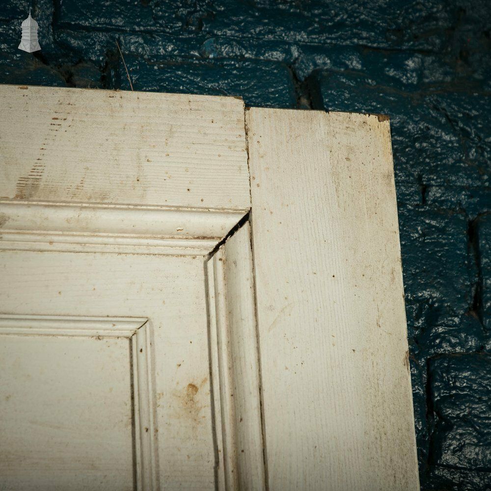 Pine Paneled Door, 6 Moulded Panel White Painted 20th C Missing Moulding photo buy