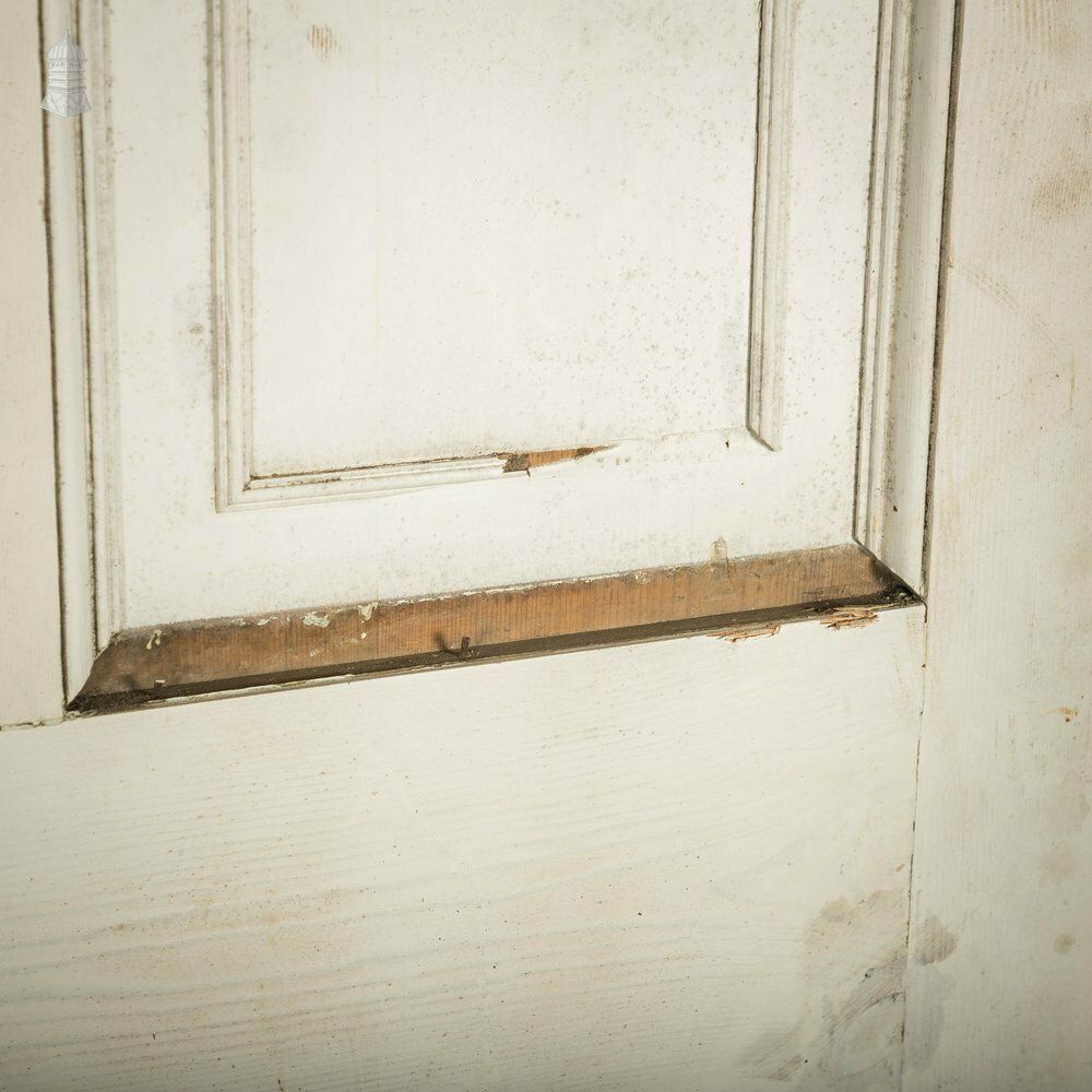 photo buy Pine Paneled Door, 6 Moulded Panel White Painted 20th C Missing Moulding