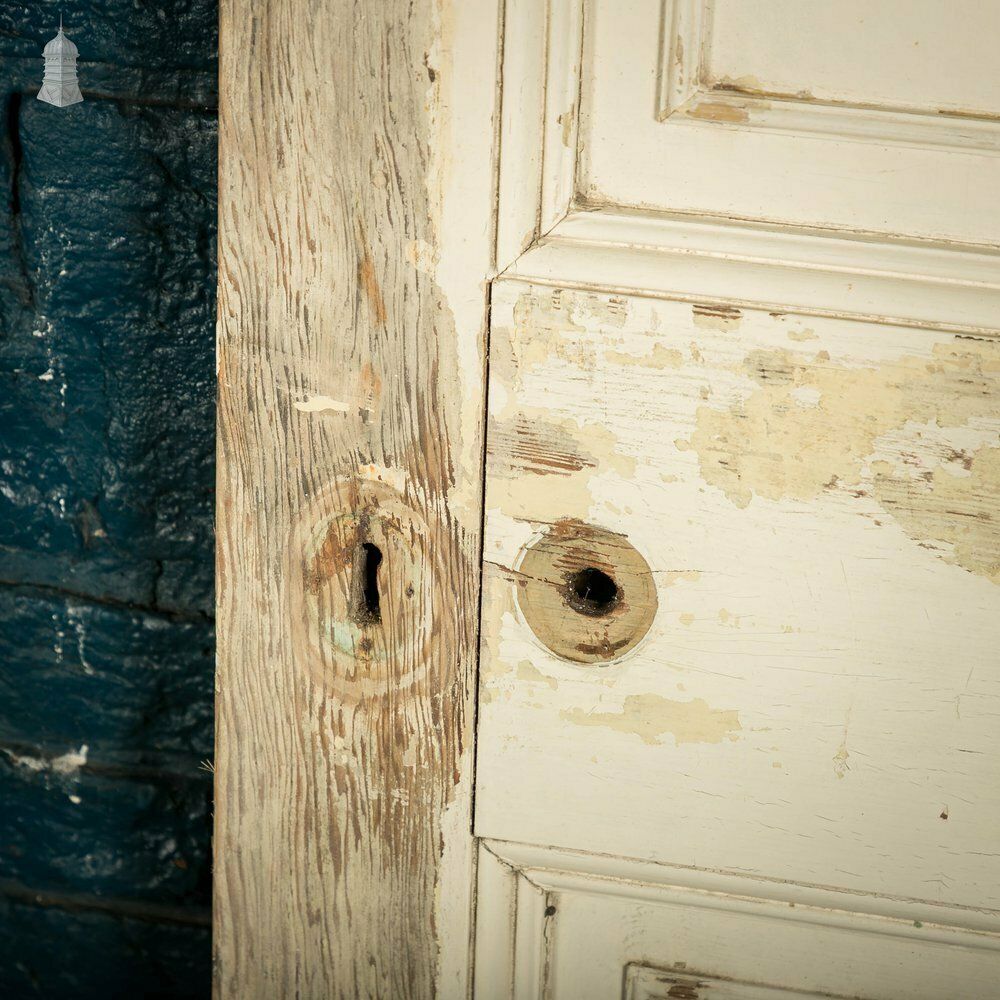 Pine Paneled Door, 6 Moulded Panel White Painted Missing Moulding photo 240.0