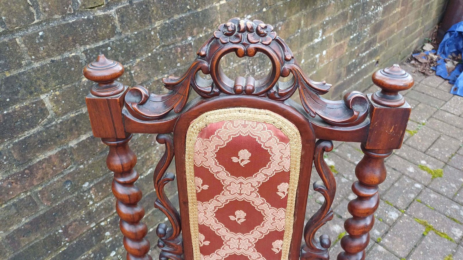 Exquisite Mahogany Upholstered Occasional Chair Superb Carved Features photo for sale