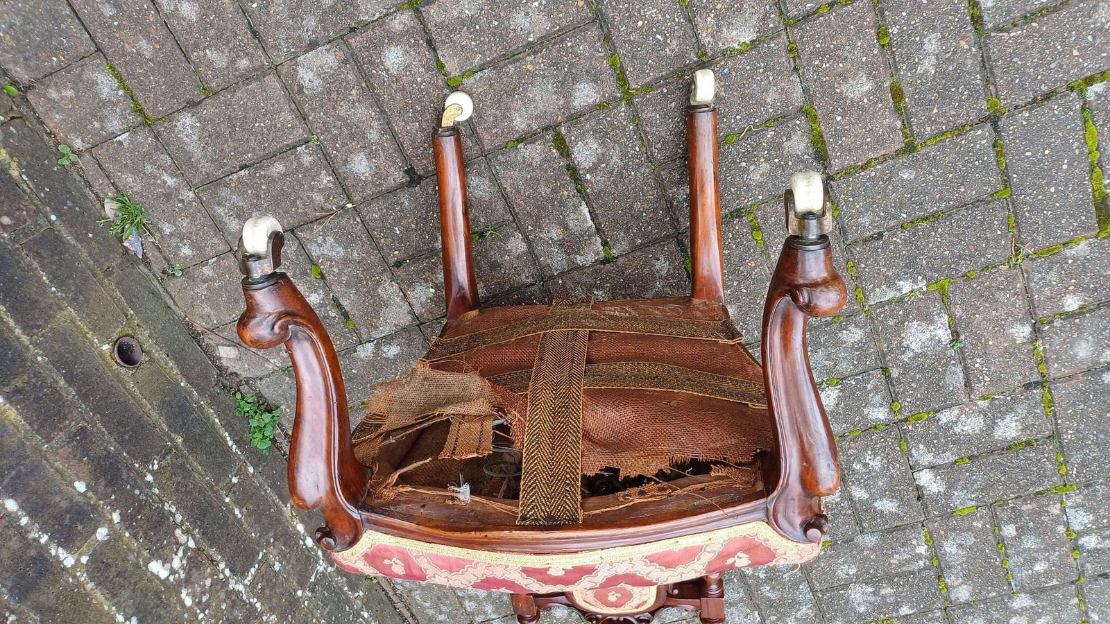 photo furniture Exquisite Mahogany Upholstered Occasional Chair Superb Carved Features