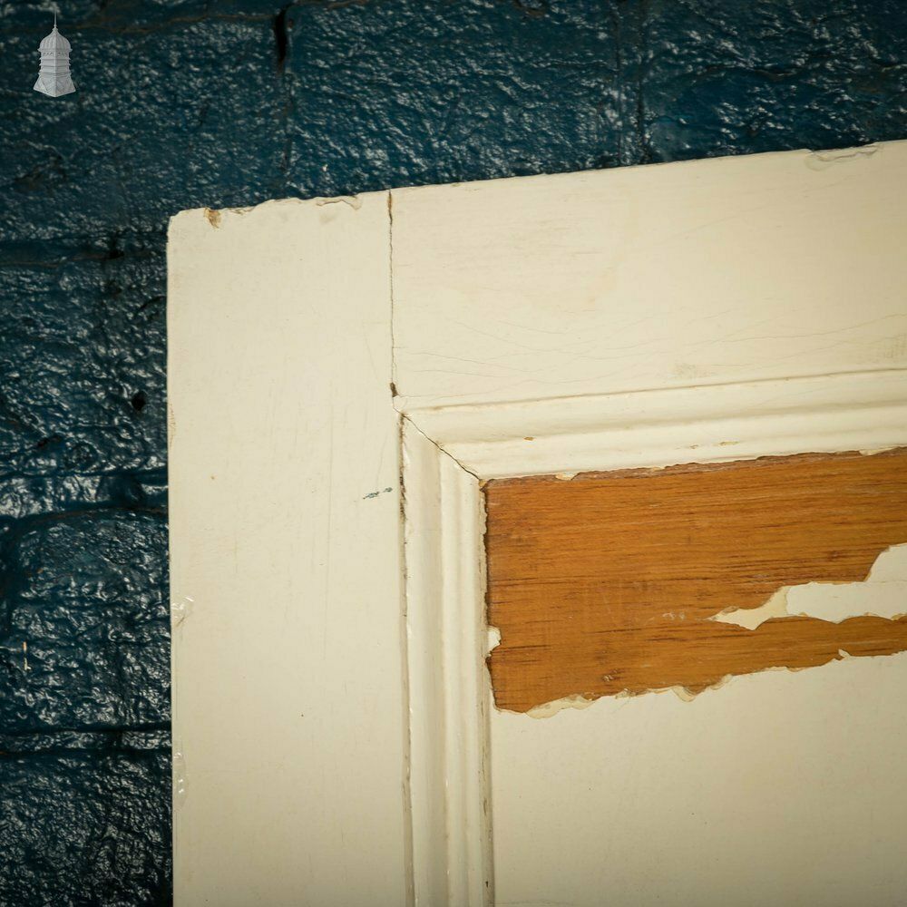 photo vintage Pine Paneled Door, 6 Moulded Panel White Painted