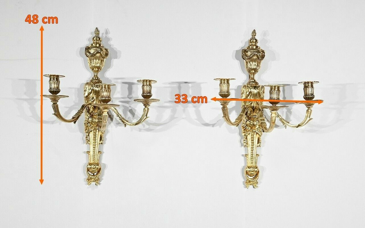 photo furniture Pair Of Gilt Bronze Sconces, Louis XVI Style – Mid 19th Century