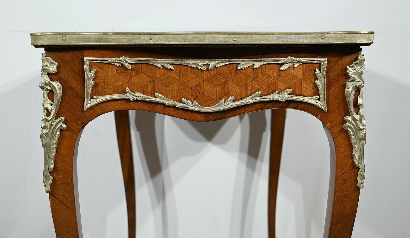 photo buy Rosewood And Marquetry Desk Table, Louis XV Style – Early 20th Century
