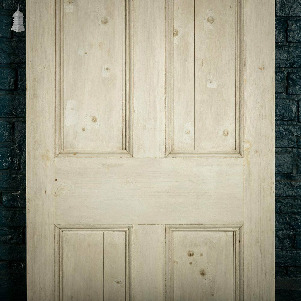 Pine Paneled Door, 6 Moulded Panel White Painted 20th C photo for sale