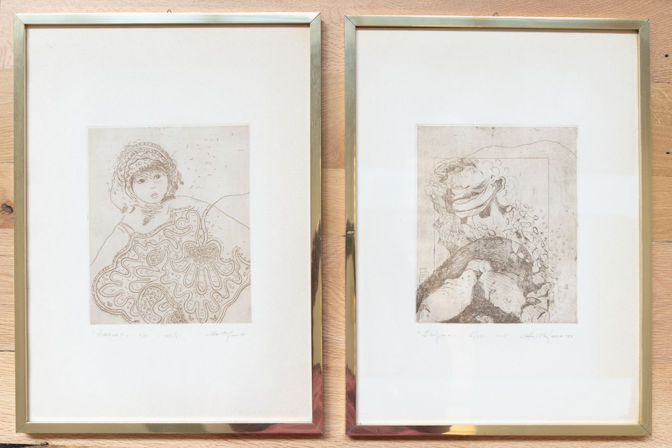 Pair Of Paintings In Original Ink, Signed, 1970 1980