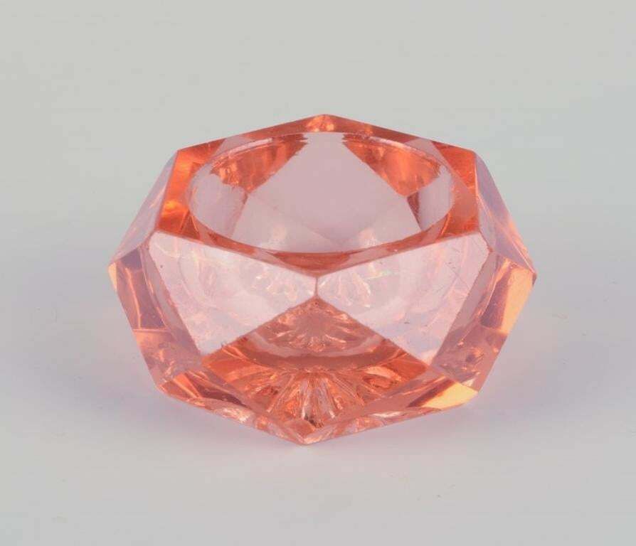 Fåglavik Glasbruk, Sweden. Six Salt Cellars In Pink/Orange Glass. photo 162.0