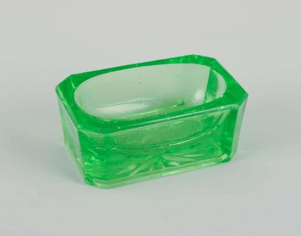 Fåglavik Glasbruk, Sweden. Five Salt Cellars In Green And Yellow Glass.