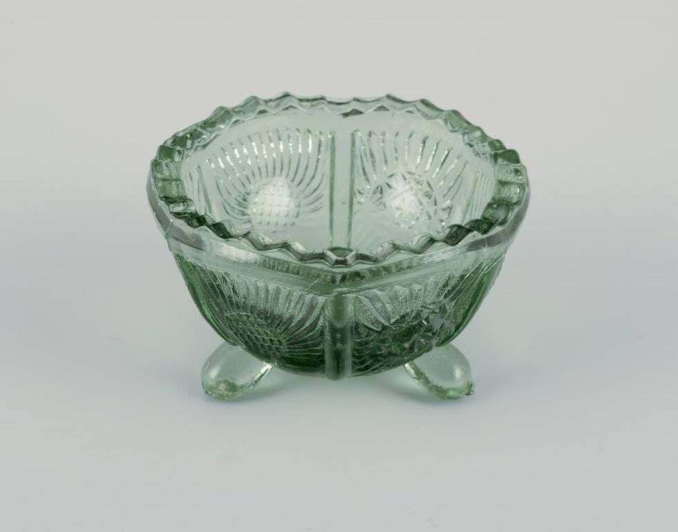 Fåglavik Glasbruk, Sweden. Five Salt Cellars In Green And Yellow Glass. photo for sale