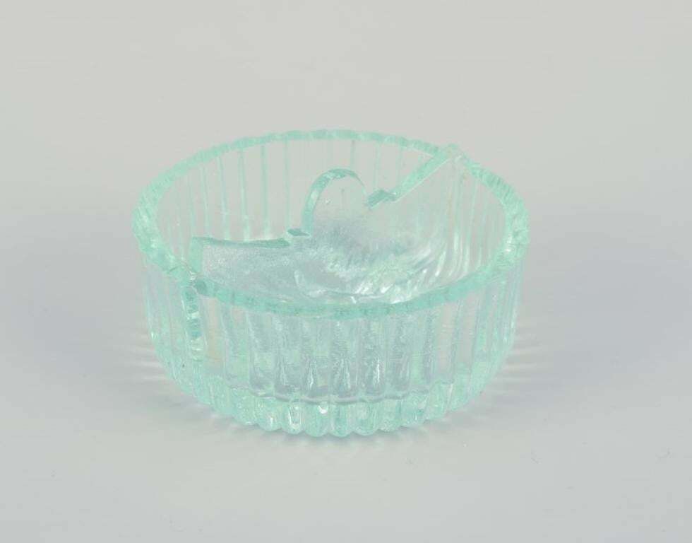 Fåglavik Glasbruk, Sweden. Five Salt Cellars In Green And Yellow Glass. photo 162.0