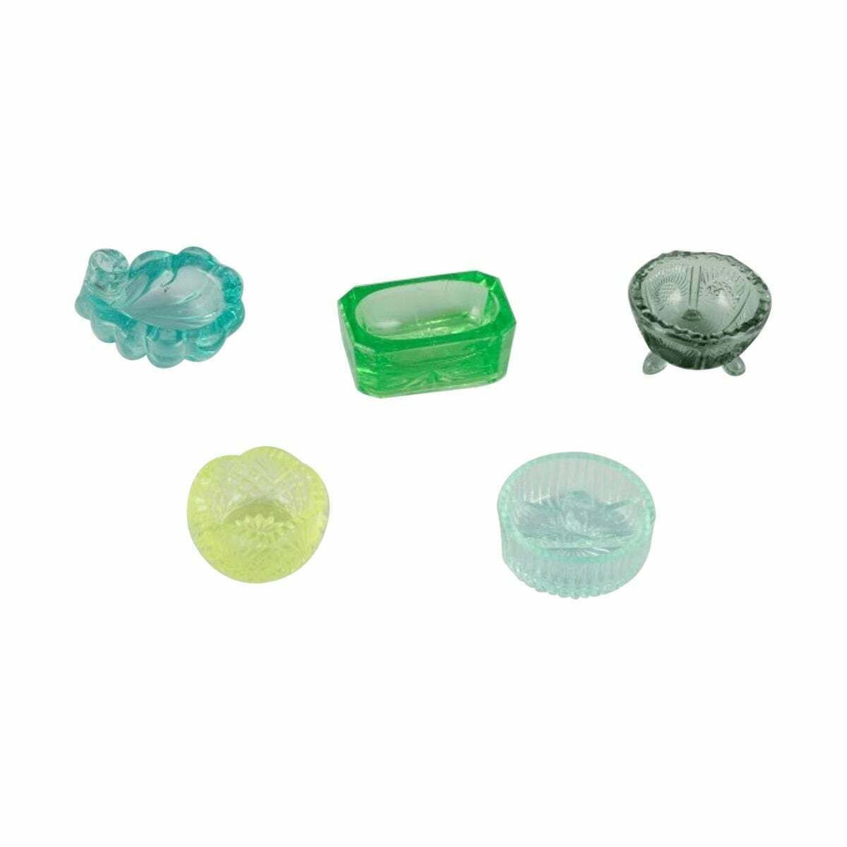 Fåglavik Glasbruk, Sweden. Five Salt Cellars In Green And Yellow Glass. photo vinterior