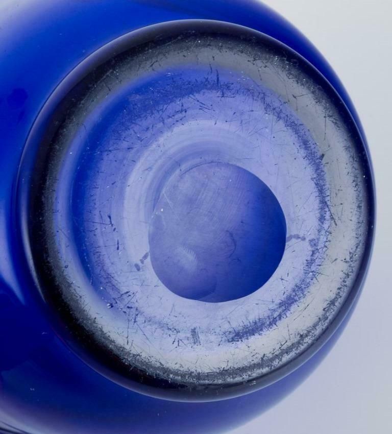 Pair Of Danish Art Glass Vases In Dark Blue Glass 1930/40s. photo vinterior
