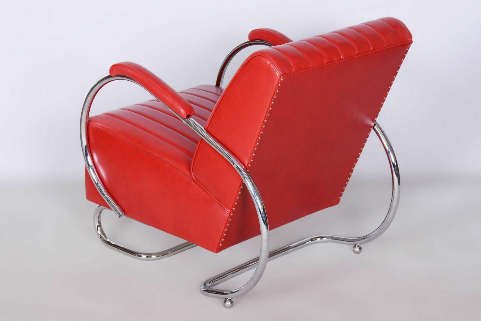 photo for sale Restored Bauhaus Pair Of Armchairs, By Hynek Gottwald, Leather, Czech, 1930s