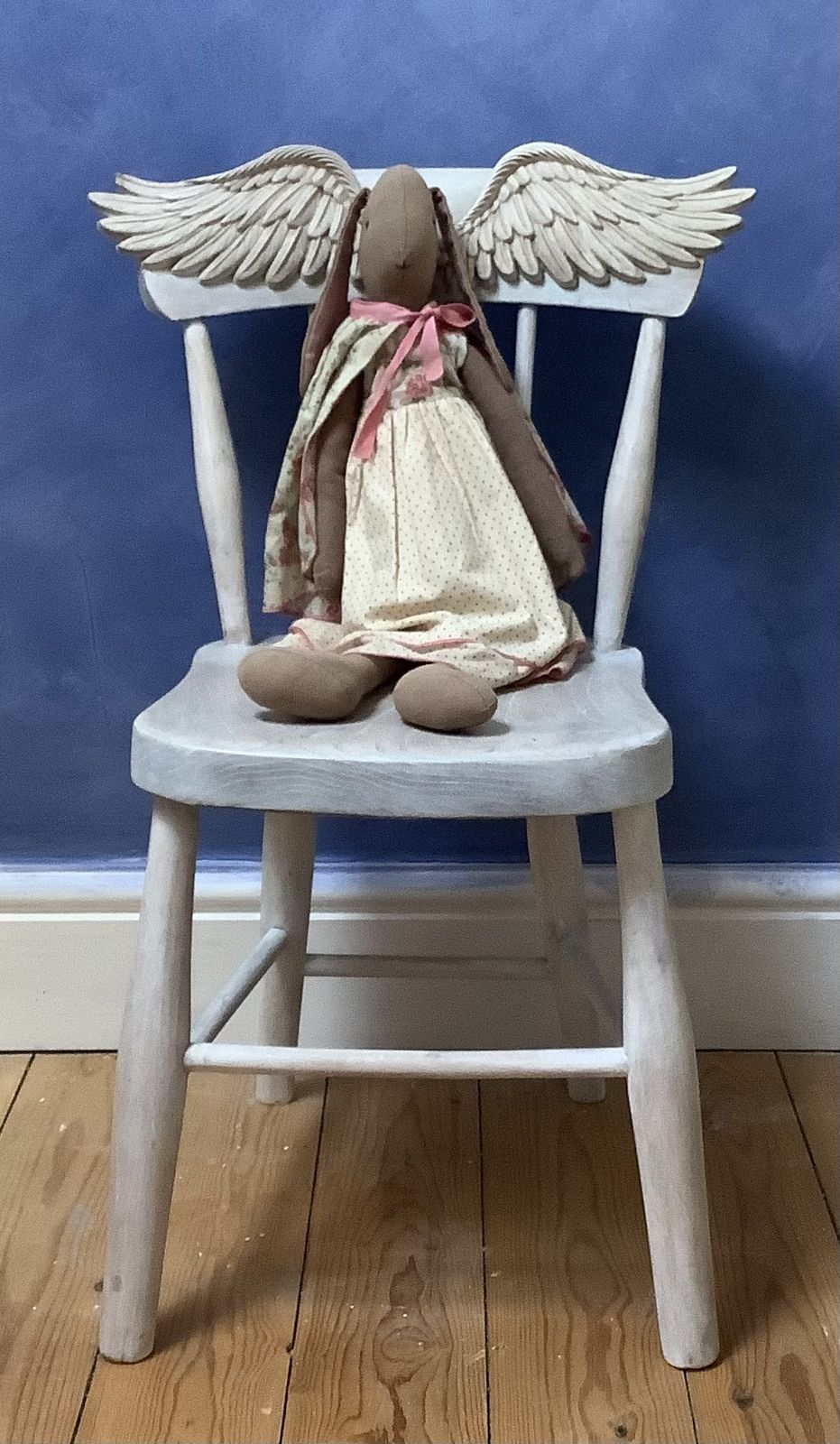 A Bespoke Vintage Oak Winged Childs Chair. photo for sale