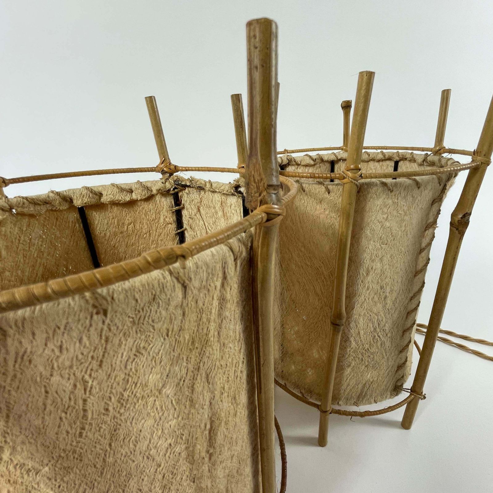 photo vinterior Louis Sognot Bamboo & Parchment Table Lamps, France 1950s