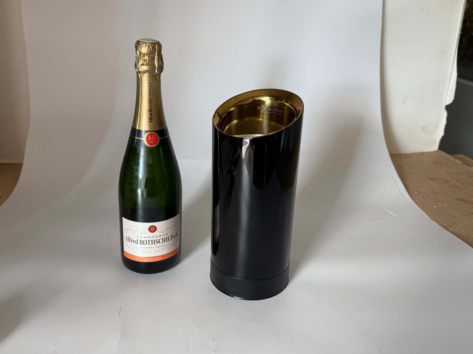 Moët & Chandon Champagne Bucket Metal Black And White Color By Jean Marc Gady photo for sale