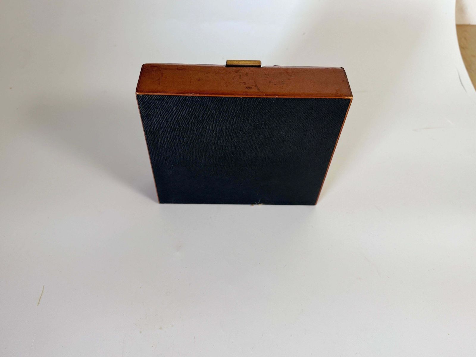 Leather Covered Tobacco Box Wood Brown Jacques Adnet Style France 1940 By Lancel photo vinterior