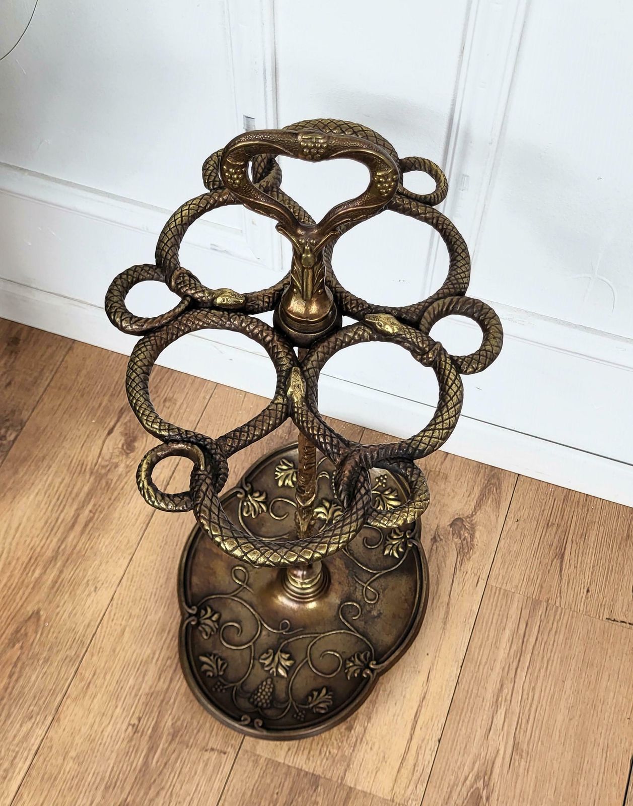 Antique Italian Gilt Cast Iron Sculpture Umbrella Stand photo vinterior