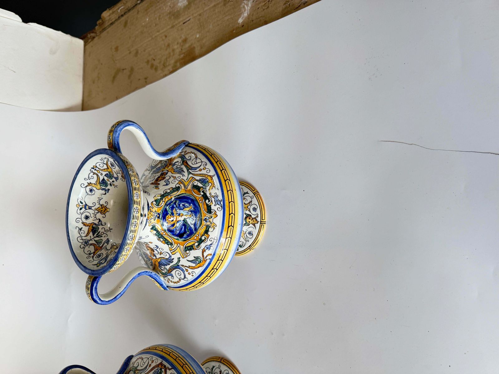 19th Century French Hand Painted Faience Vases Signed Set Of 2 photo Home Decor