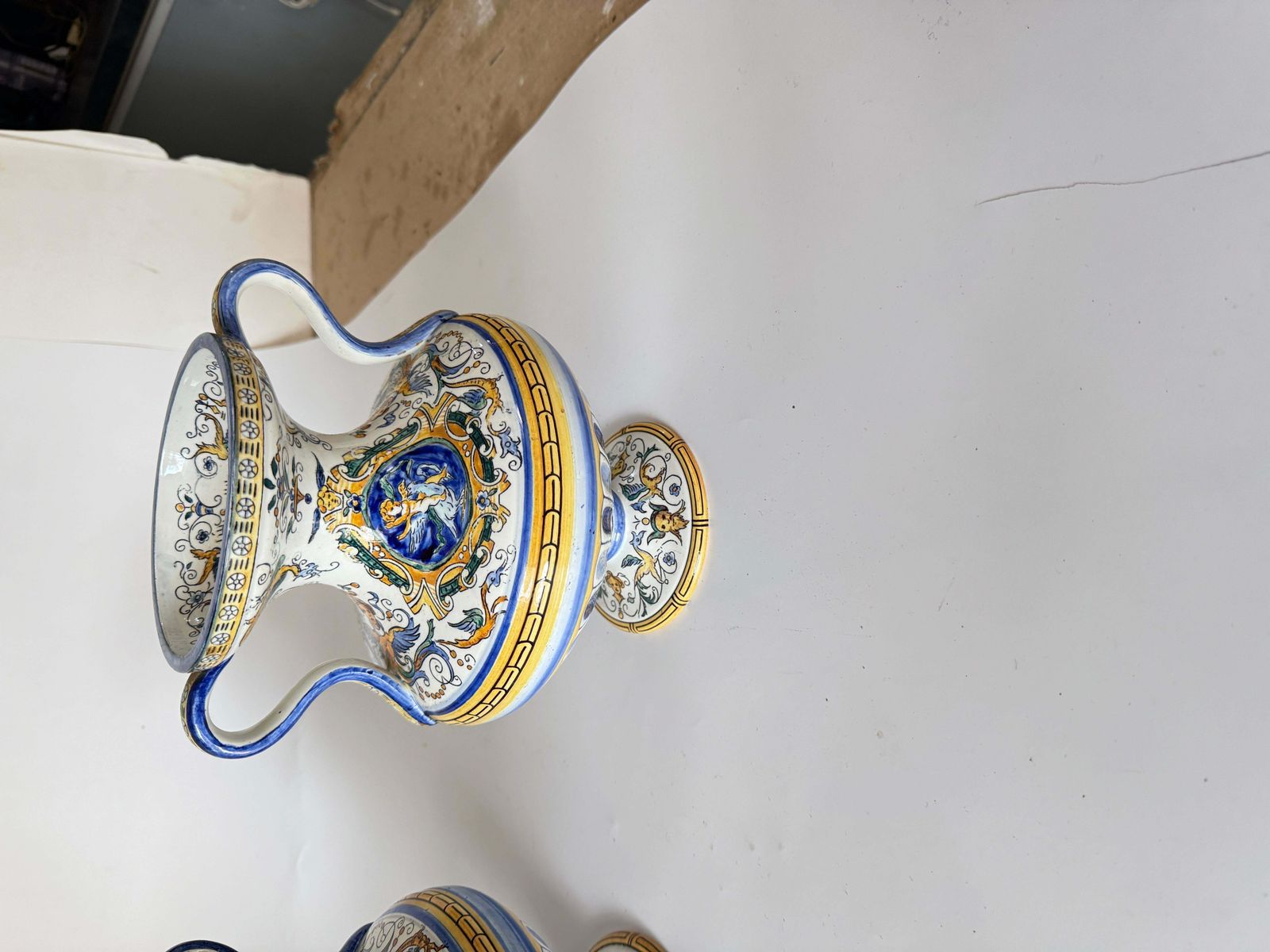 19th Century French Hand Painted Faience Vases Signed Set Of 2 photo 472.0